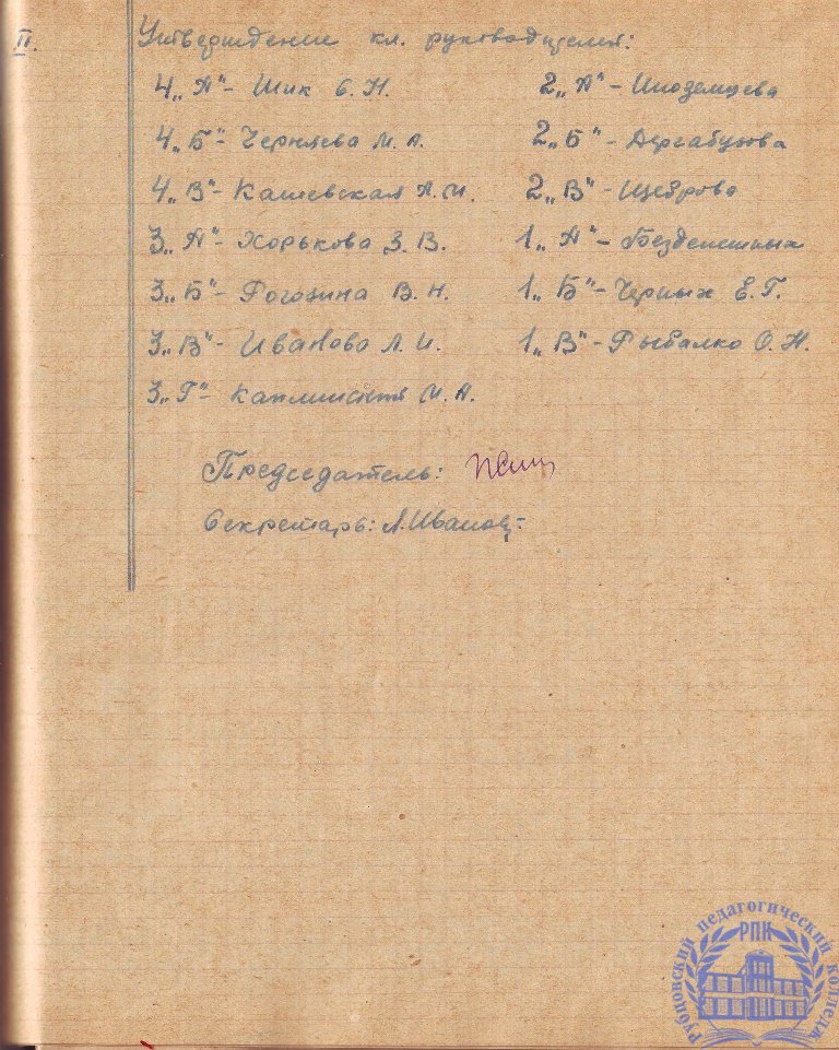 Тетрадь протоколов педсовета Рубцовского педучилища за 1951-52 учебный год