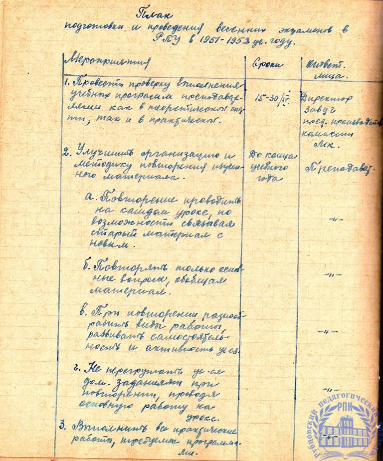 Тетрадь протоколов педсовета Рубцовского педучилища за 1951-52 учебный год